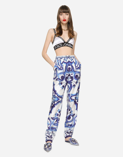 Dolce & Gabbana Silk twill pants with majolica print outlook