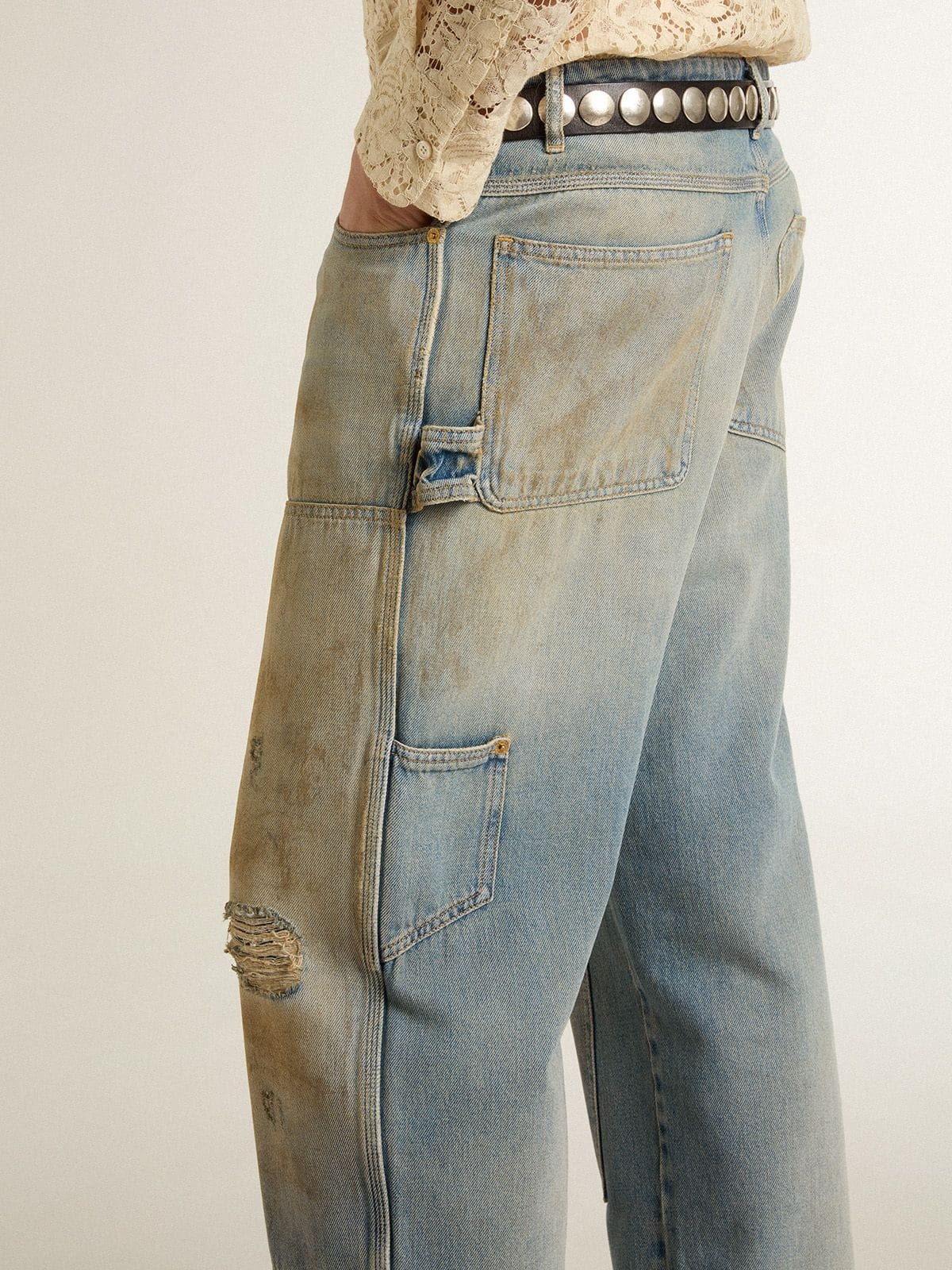 Men's distressed sand-washed jeans - 5