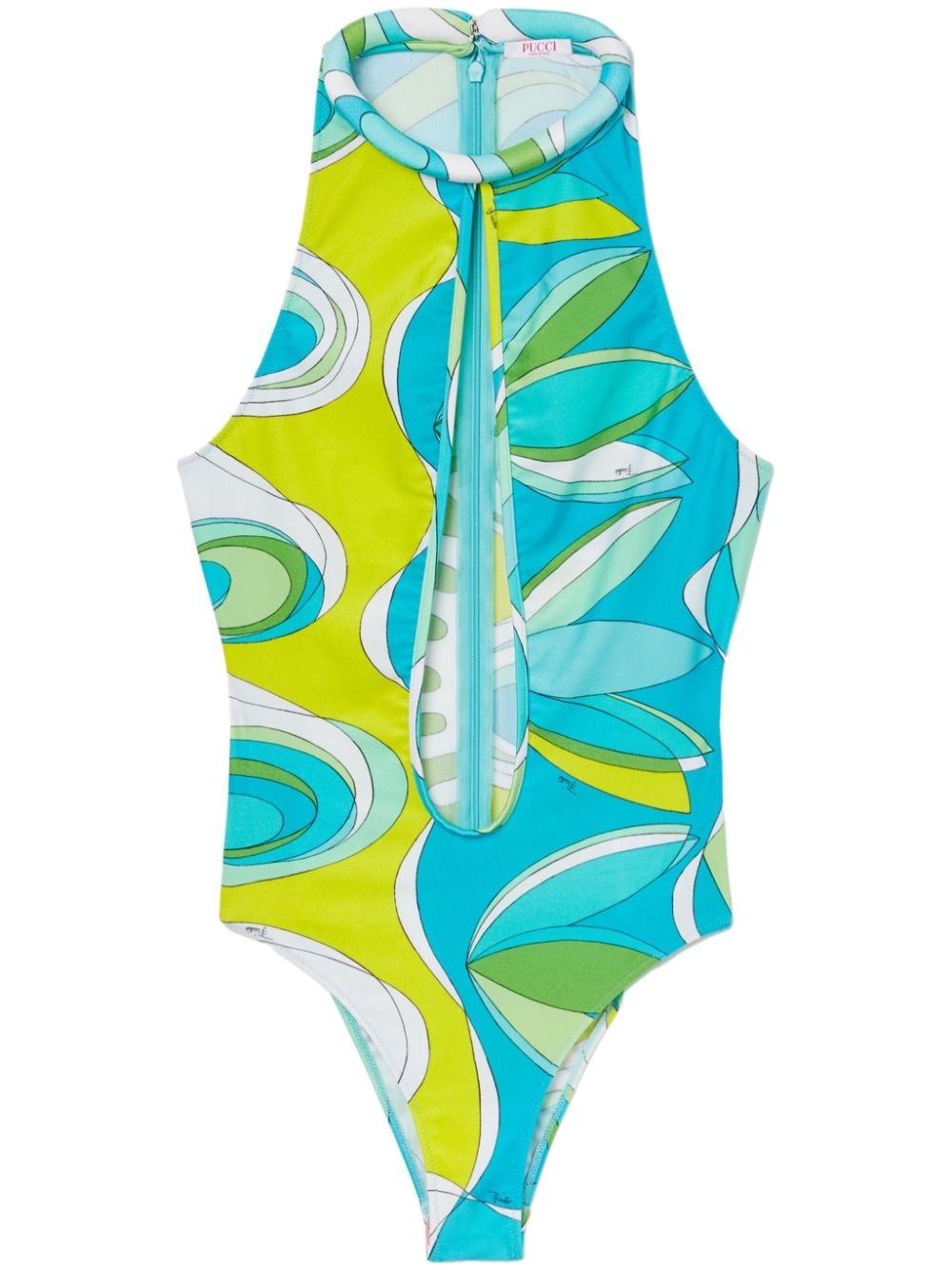 Bersaglio-print halterneck swimsuit - 1