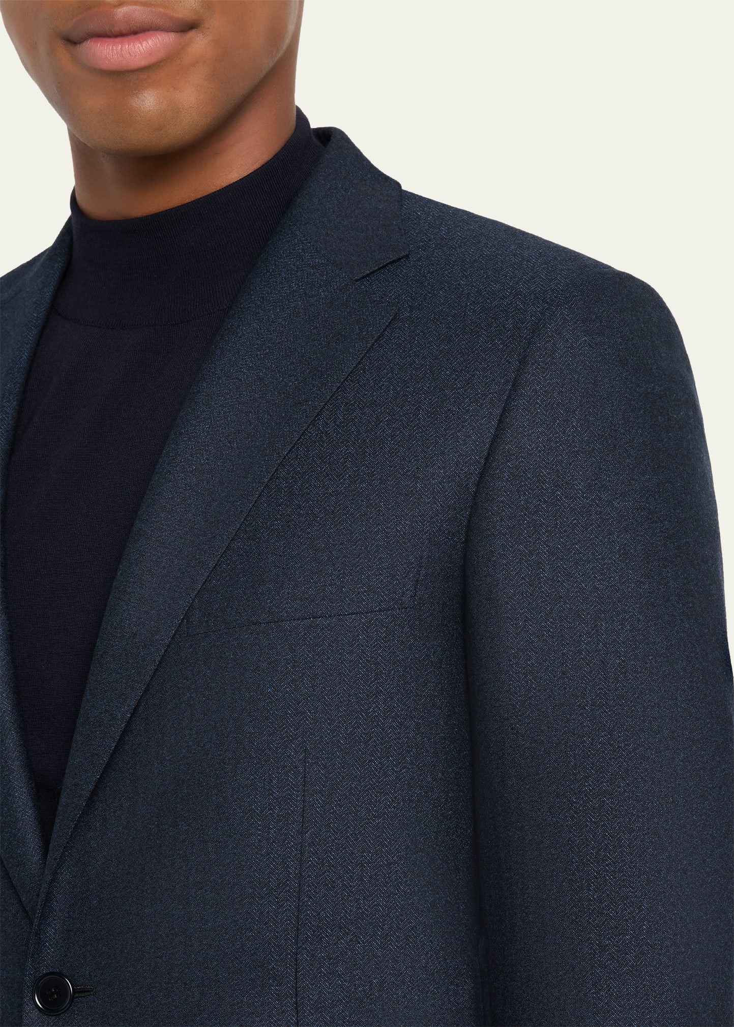Men's Herringbone Wool Classic Fit Two-Piece Suit - 5