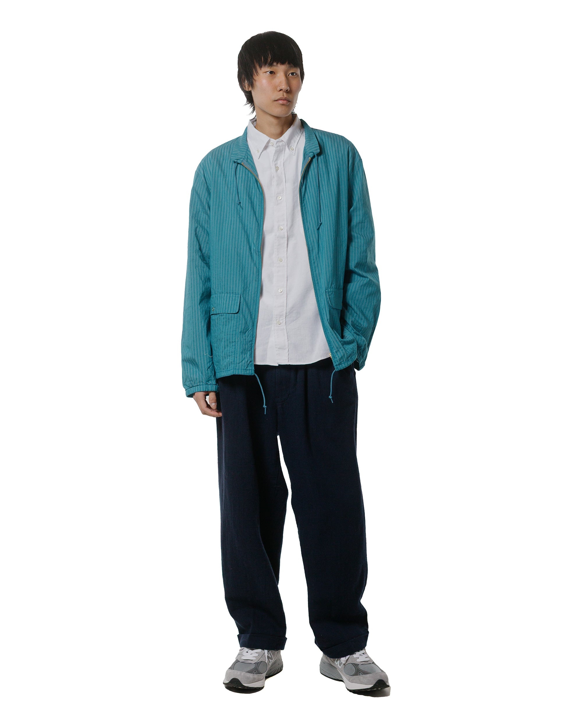2Pleats Relax Trousers Linen Cotton Navy - 4