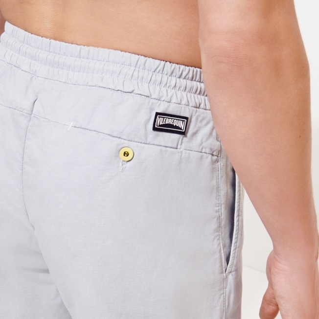 Men Cotton Linen Stretch Comfort Pants Solid - 4