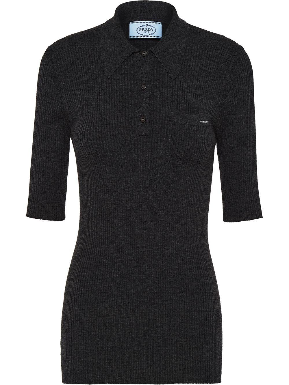 ribbed-knit polo shirt - 1