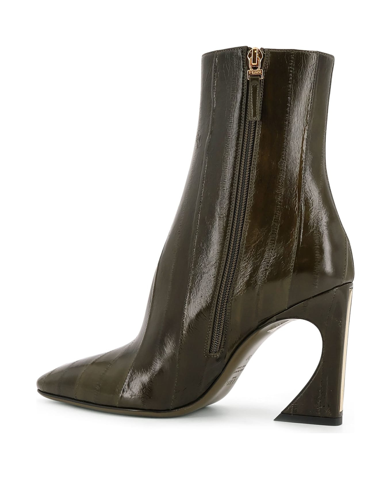 Fendi Arco Hagfish Leather Ankle Boots - 3