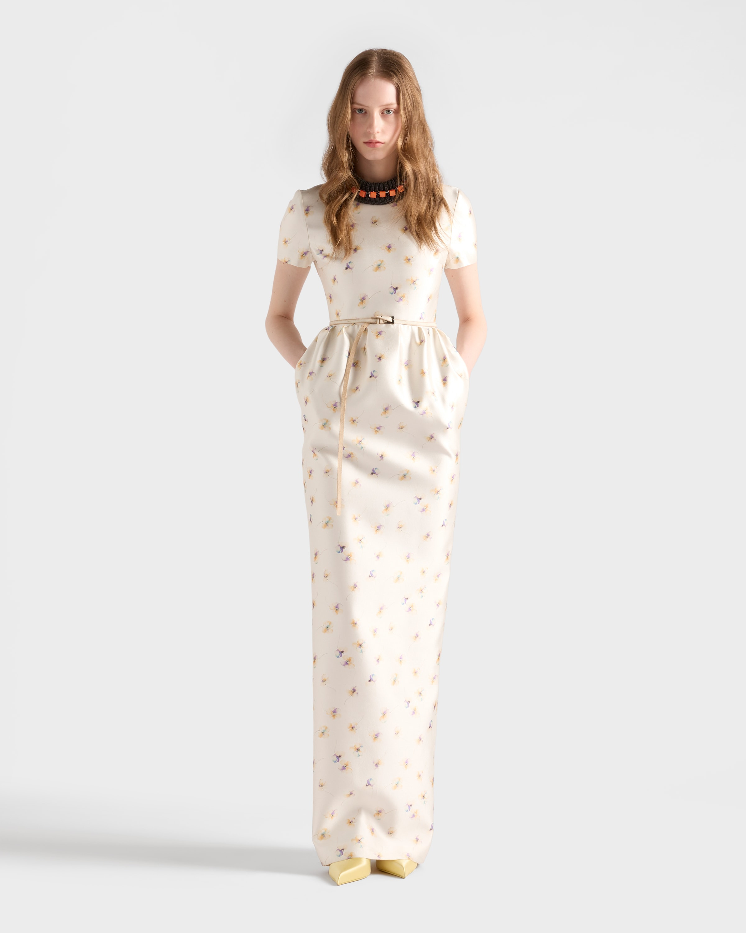 Long floral print silk and wool dress - 2