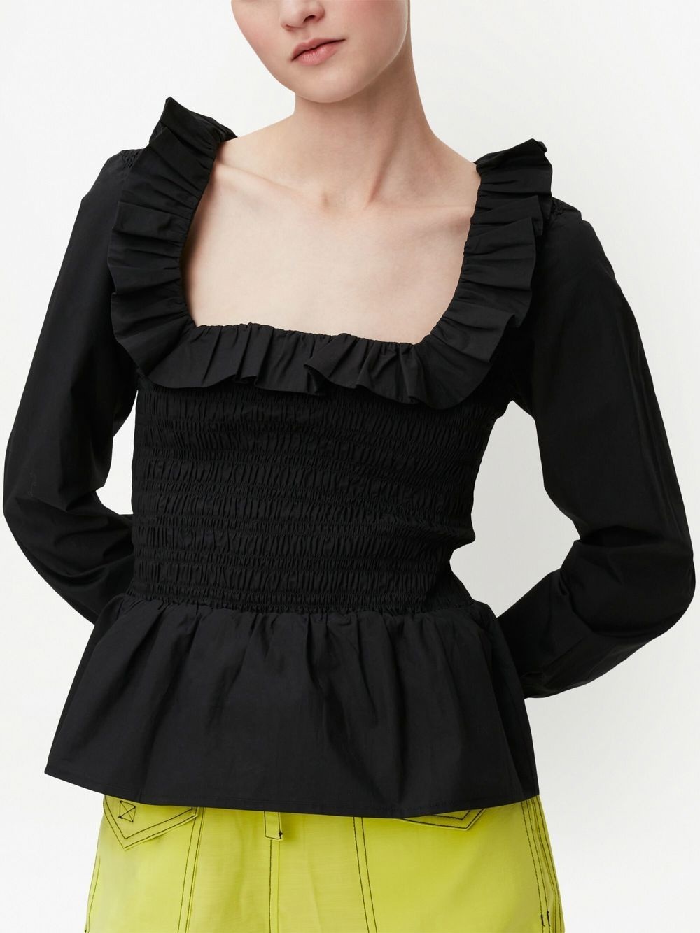 cotton poplin smock blouse - 4