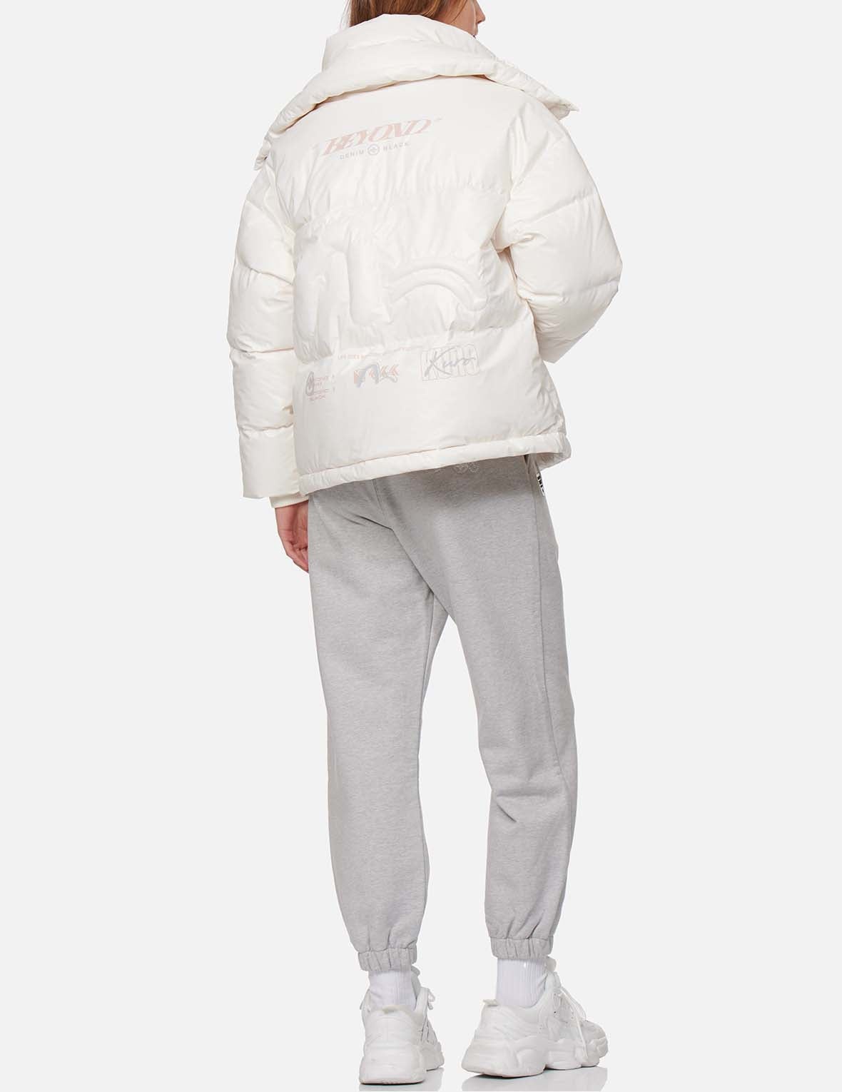 Double Collar Down Jacket with Quilted Seagull - 5