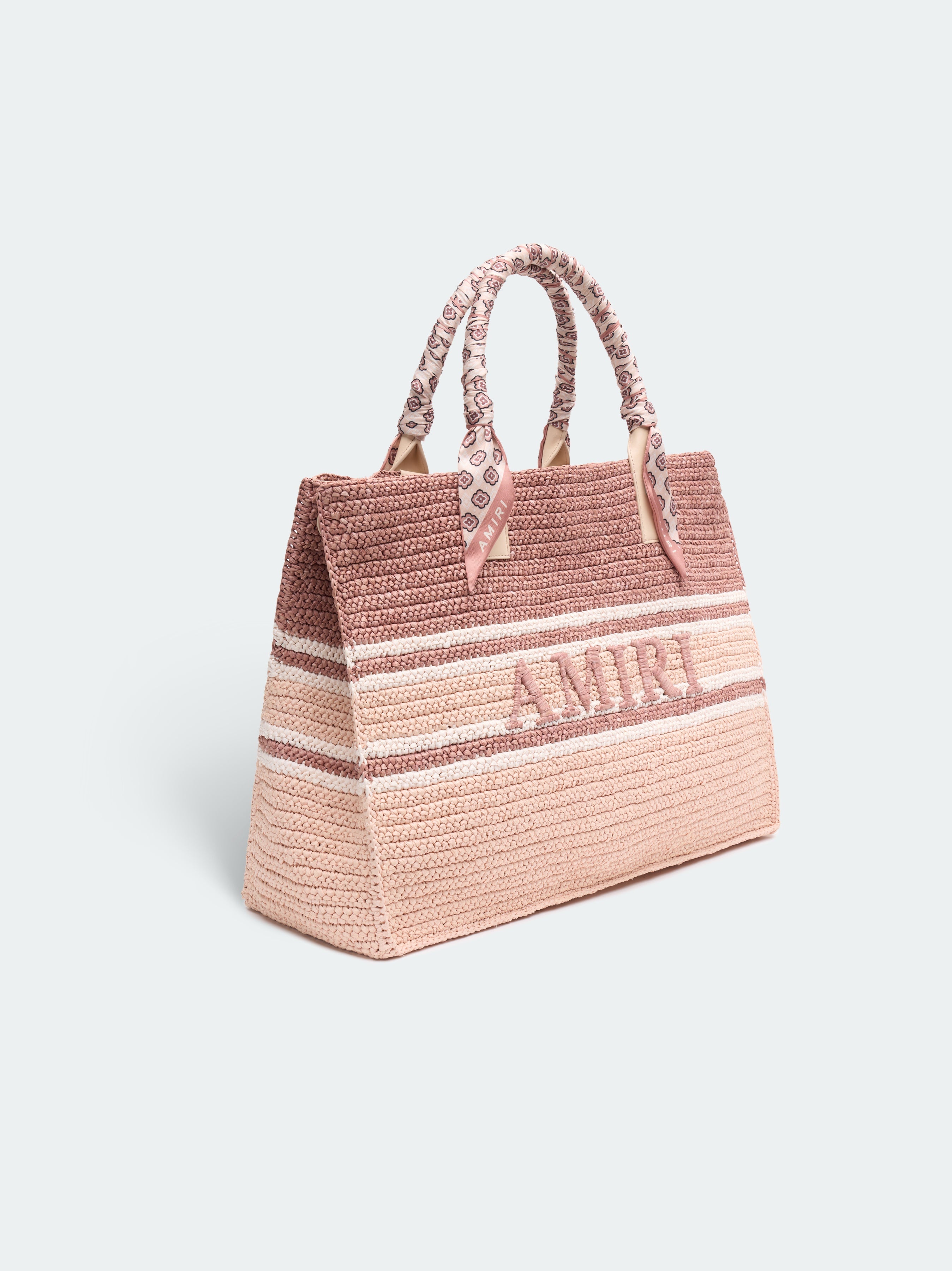 WOVEN STRIPE RAFFIA TOTE BAG - 2