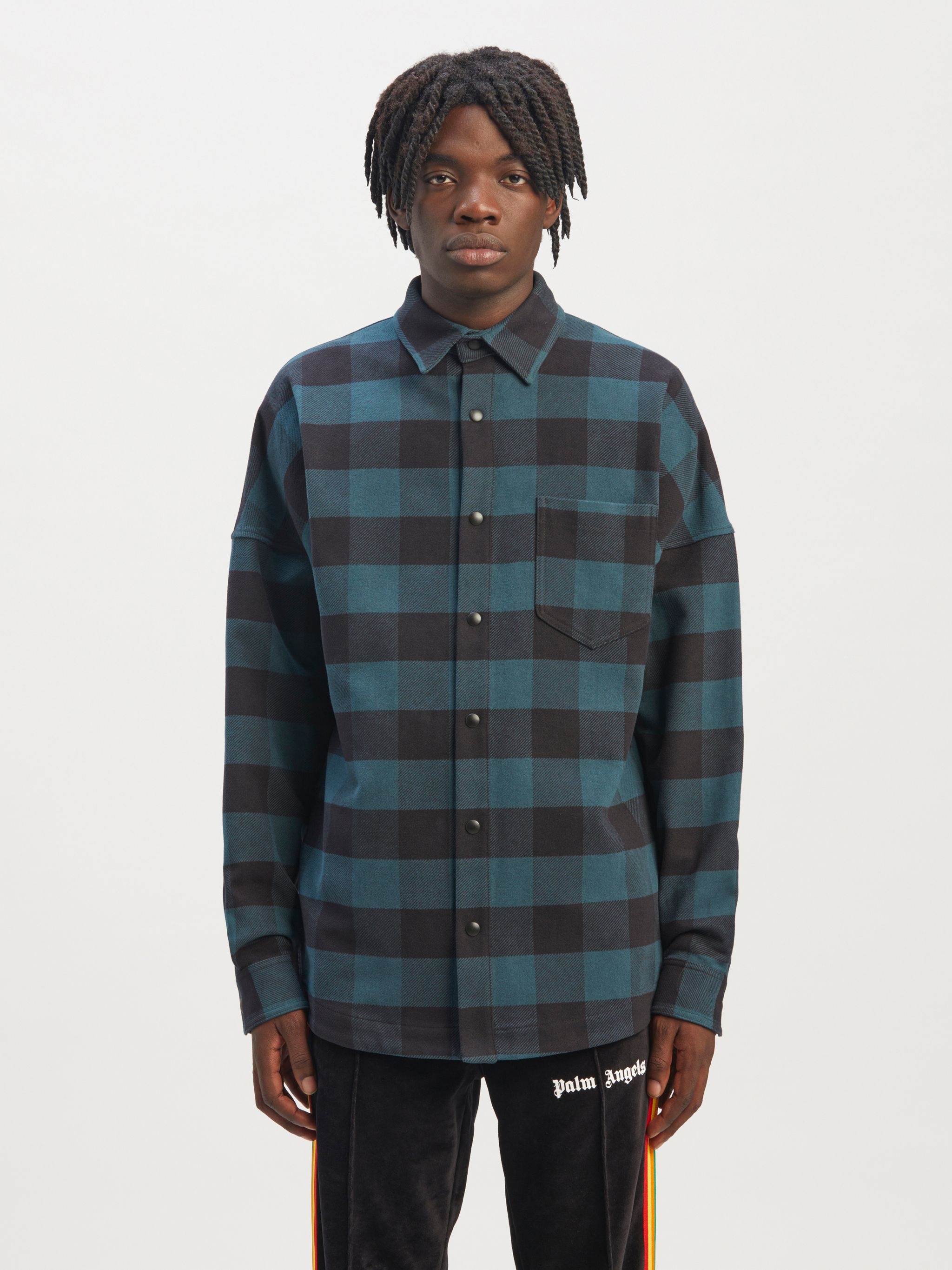 logo-print checked shirt - 3