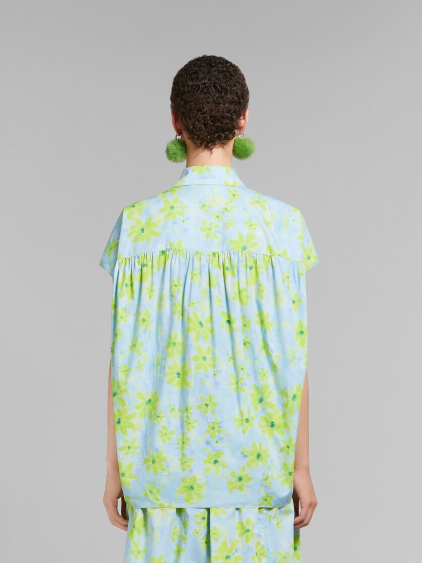 LIGHT GREEN POPLIN COCOON SHIRT WITH PARADE PRINT - 3