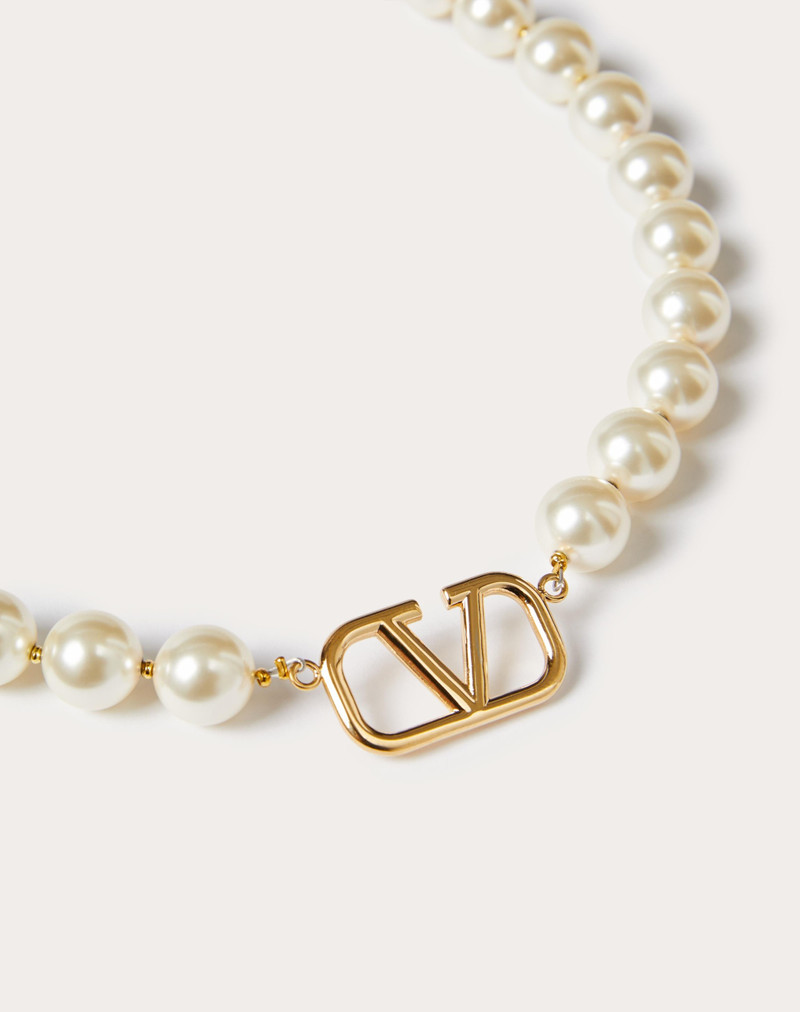 Valentino VLOGO SIGNATURE METAL NECKLACE WITH SWAROVSKI® PEARLS outlook