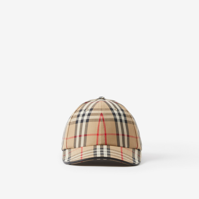 Embroidered Logo Vintage Check Cotton Baseball Cap 1