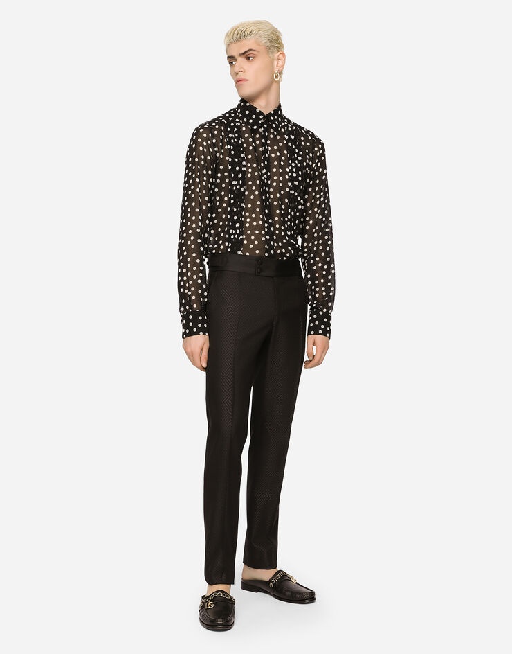 Oversize georgette shirt with polka-dot print and embroidery - 2