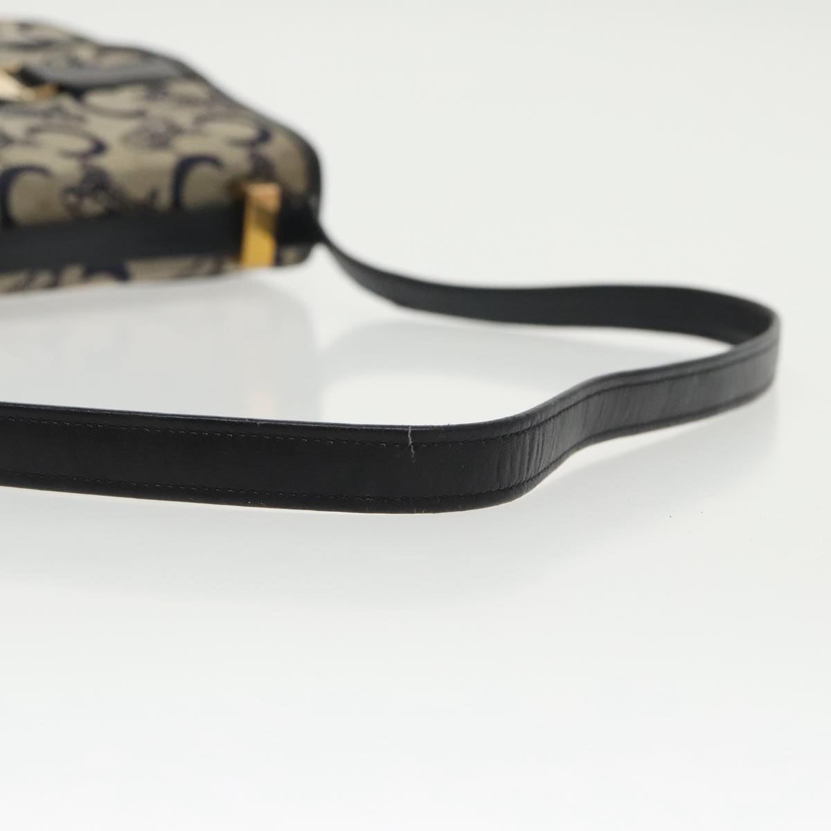 CELINE C Sulky Shoulder Bag Canvas Navy Gold - 7