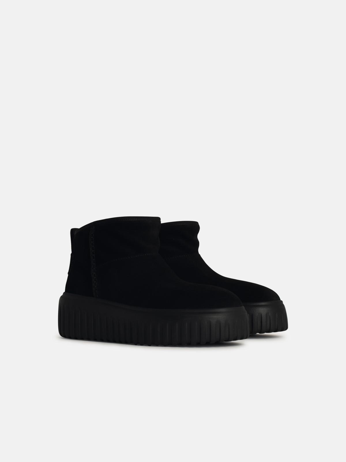 'H645' BLACK LEATHER ANKLE BOOTS - 2