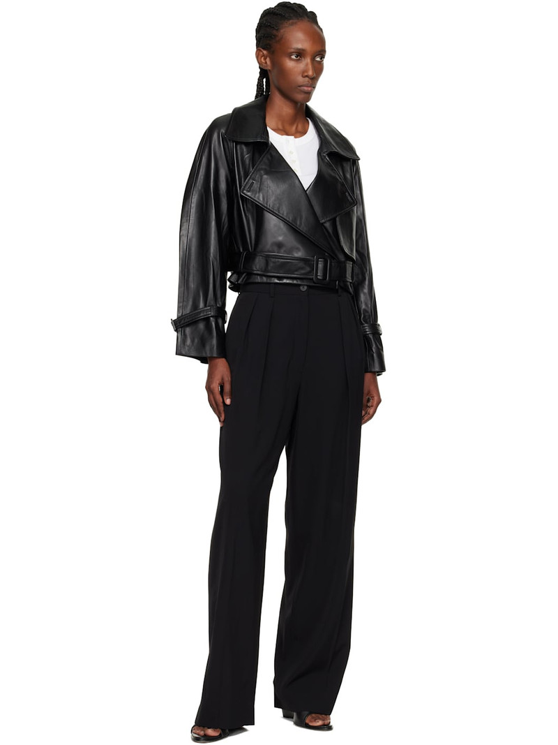 NOUR HAMMOUR Black Hatti Cropped Leather Jacket outlook