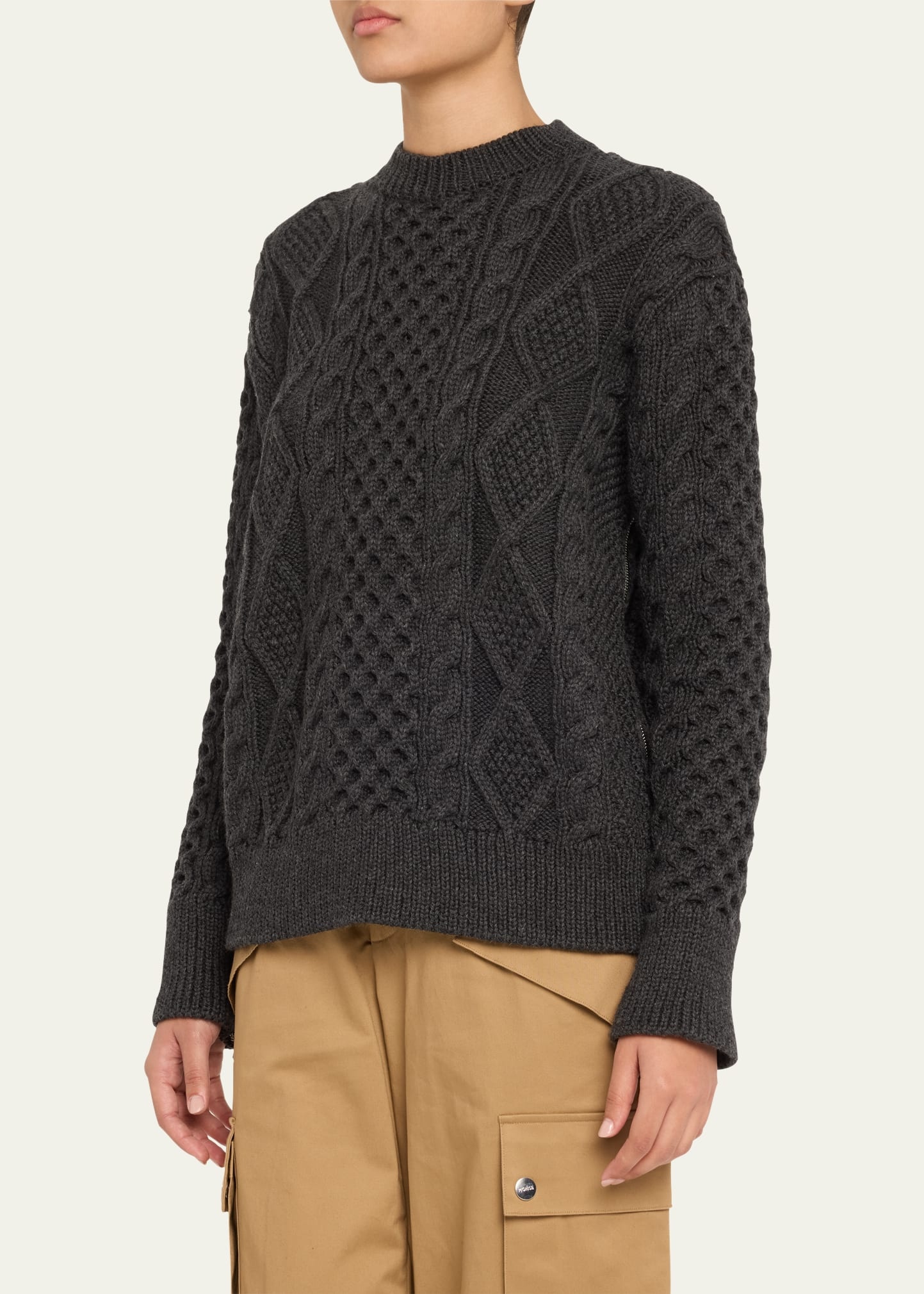 Oversized Cable Wool Sweater - 4