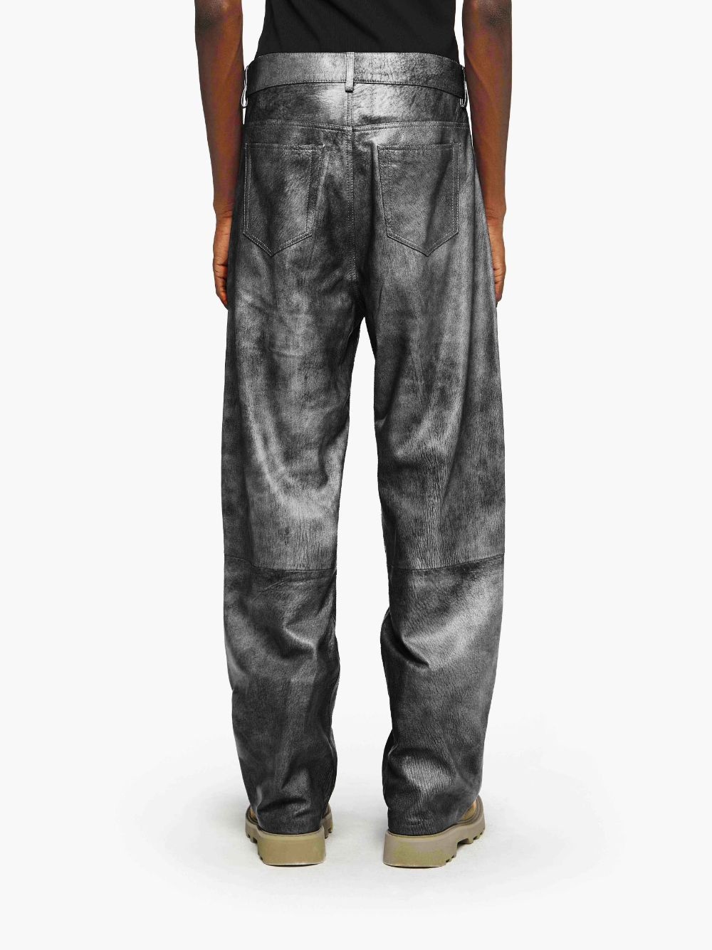 STRAIGHT LEG LEATHER TROUSERS - 3