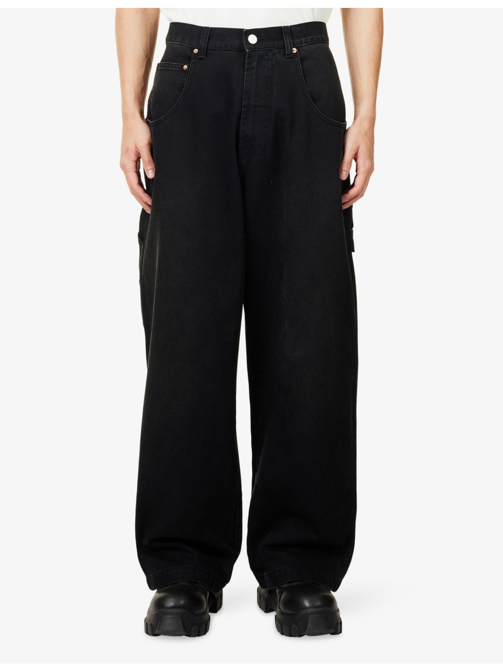 Brand-Patch Wide-Led Denim Jeans - 3
