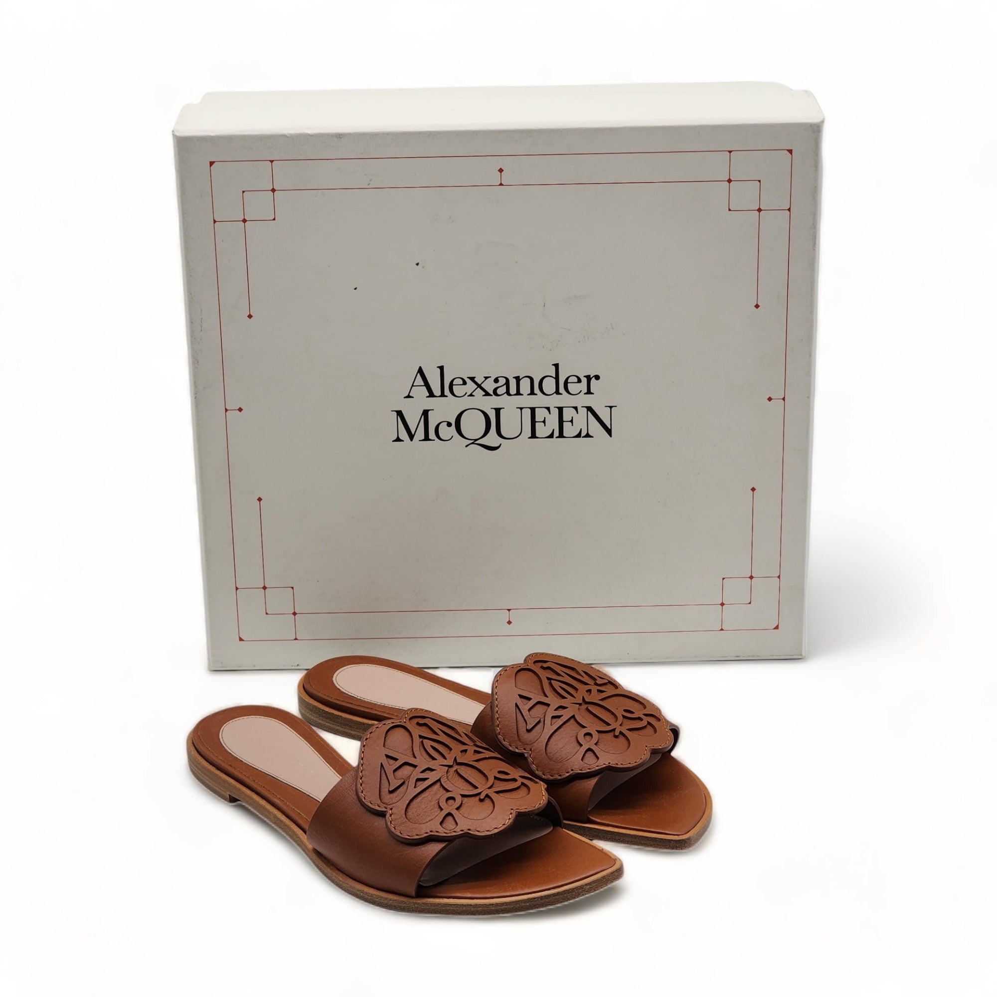 Alexander McQueen Logo Sandals - Leather - Brown - 36 - 6
