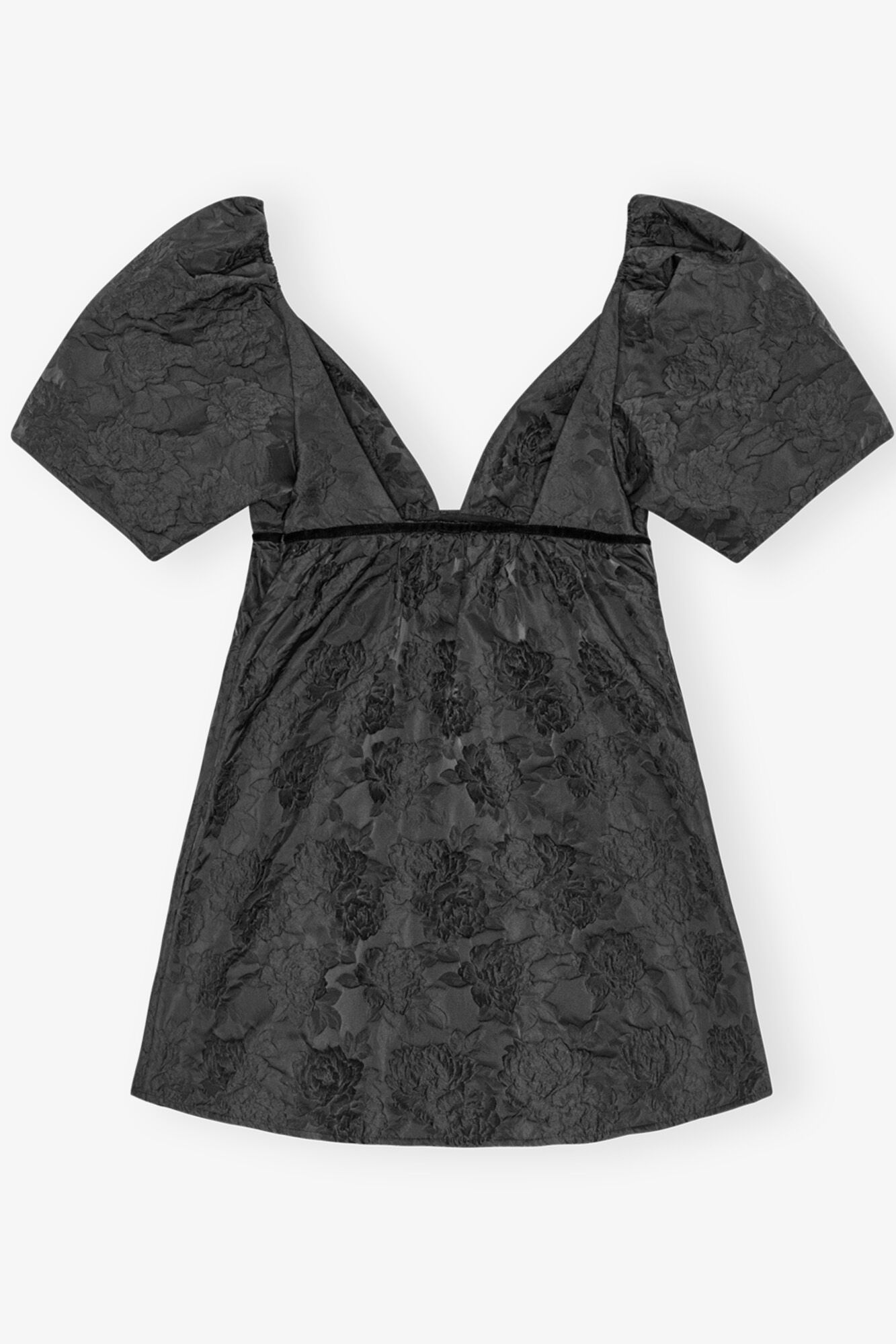 GANNI BLACK BOTANICAL JACQUARD MINI DRESS - F9652 | REVERSIBLE