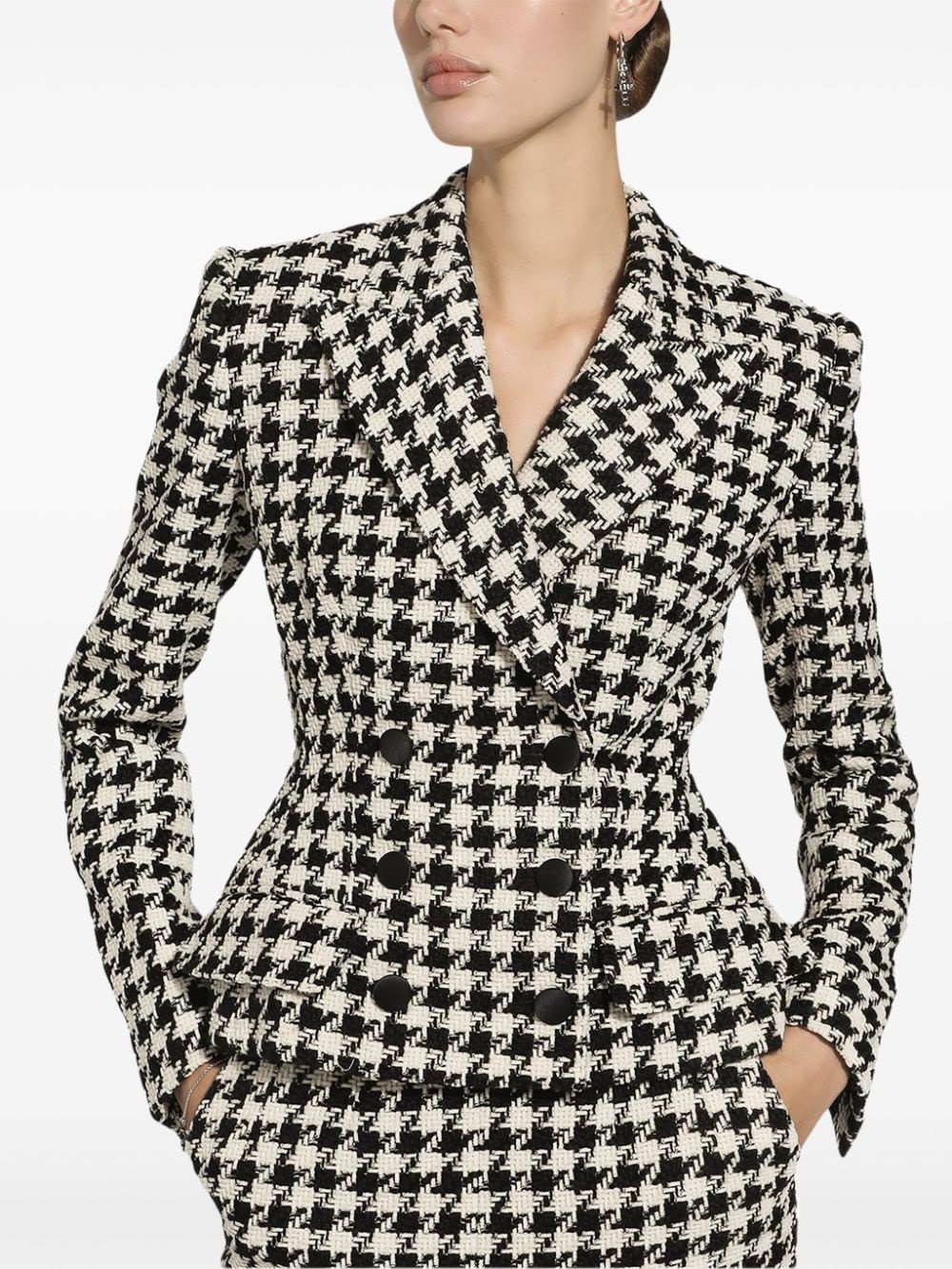 double breasted check blazer - 5