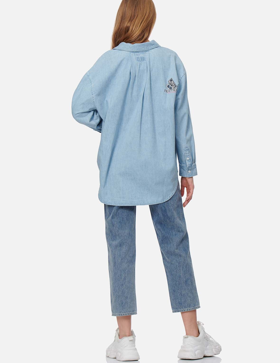 Logo Print Loose-fit Denim Blouse - 5