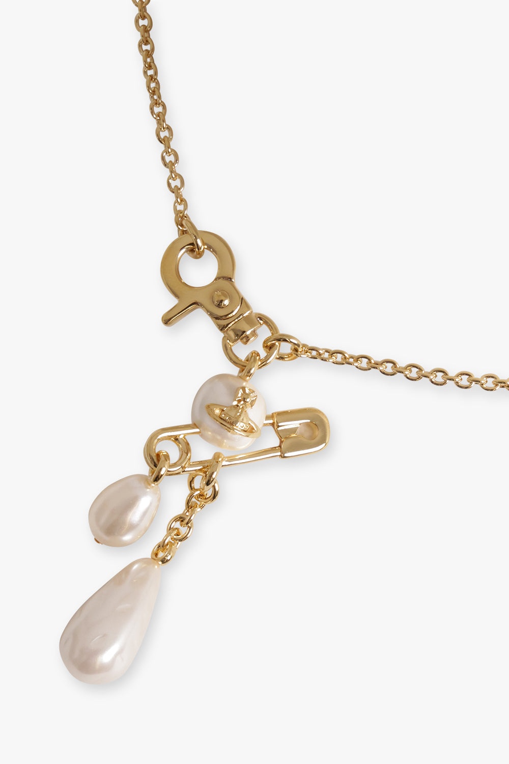 CLAUDE SAFETY PEARL SMALL NECKLACE | GOLD/WHITE - 2