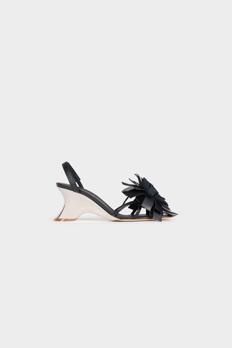 A.W.A.K.E. MODE LINDA SHOES WITH POM-POMS BLACK SILVER GOLD outlook