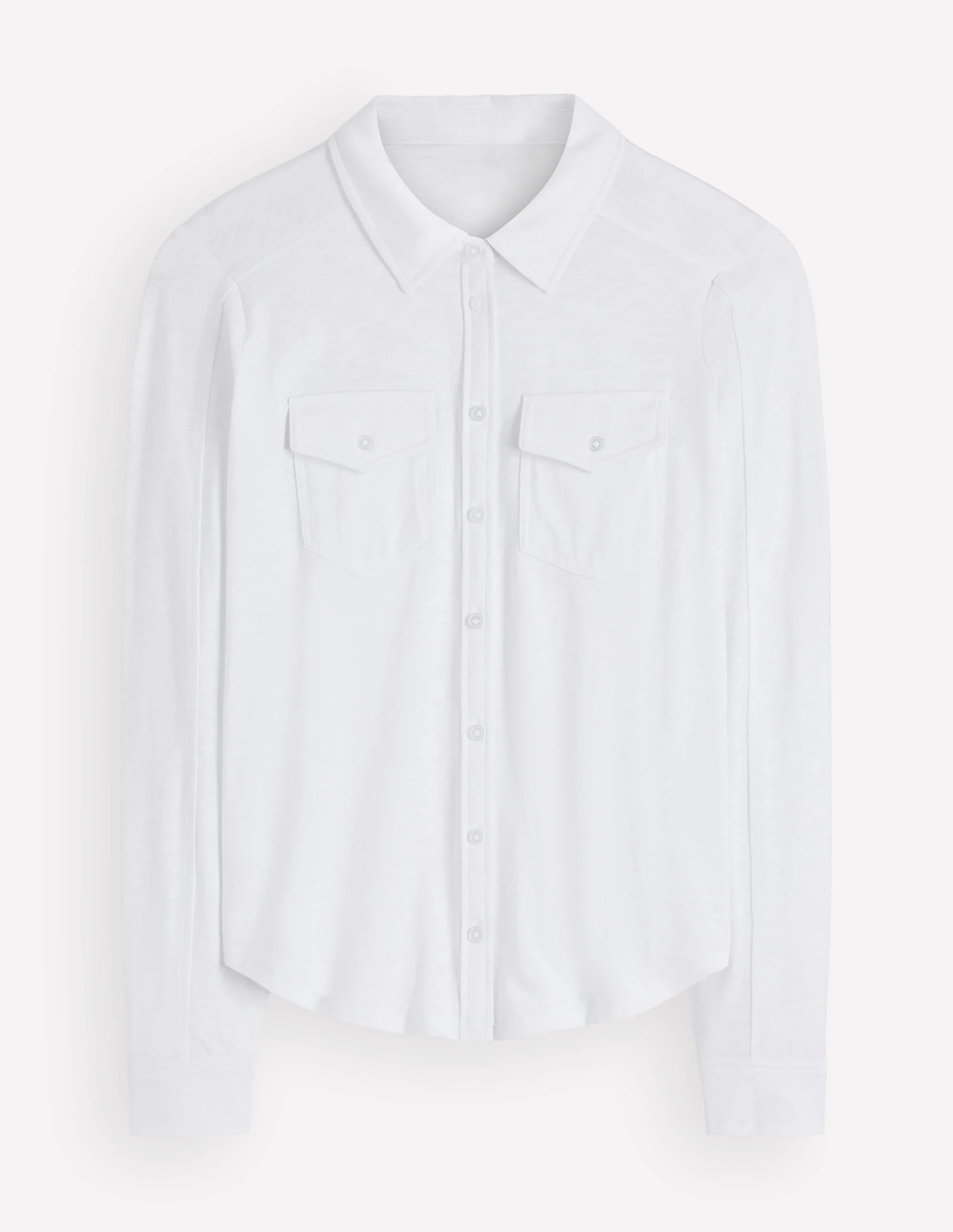 Seam Detail Jersey Shirt-White - 1