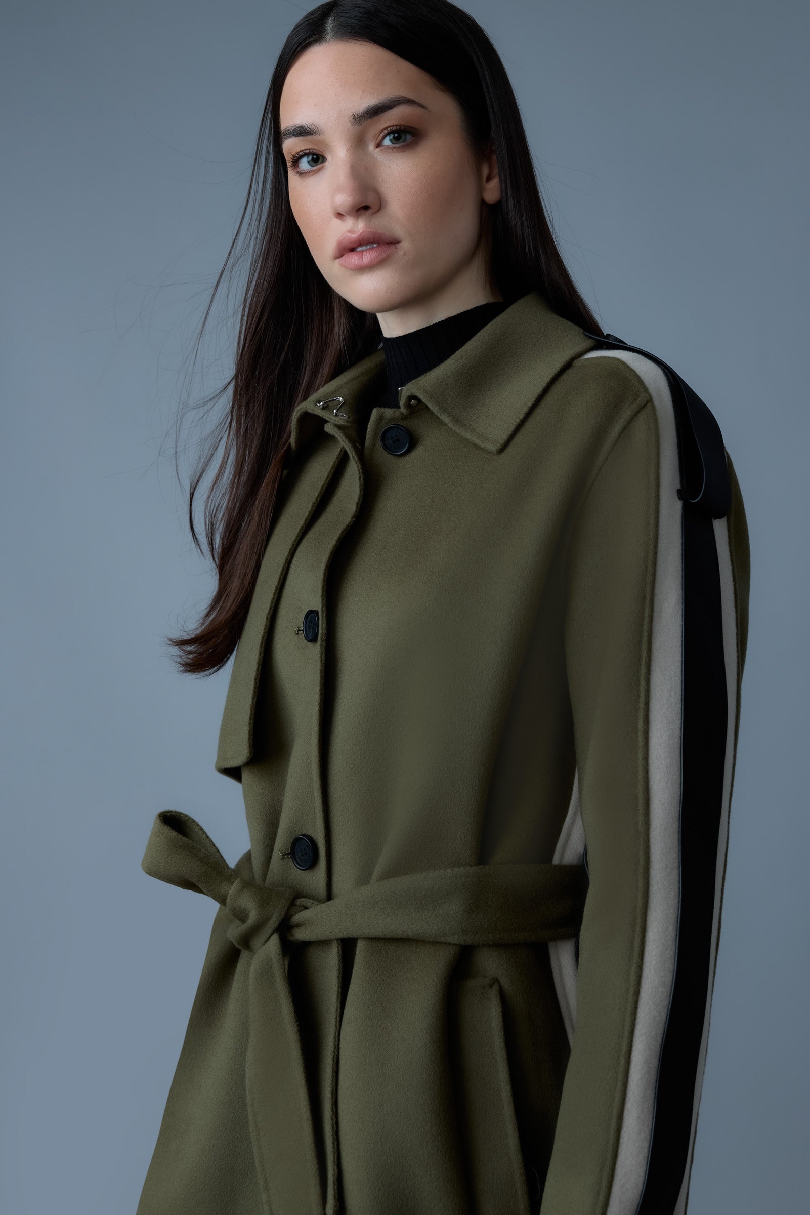 ALIZA Double-face wool stripe trench coat - 5