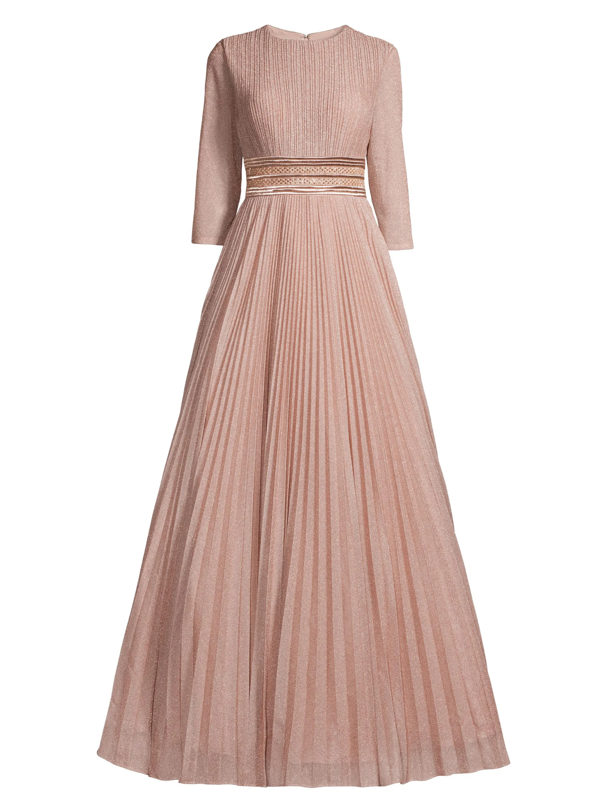 Women's Shimmering Pleated A-Line Gown - Rose Gold - 1