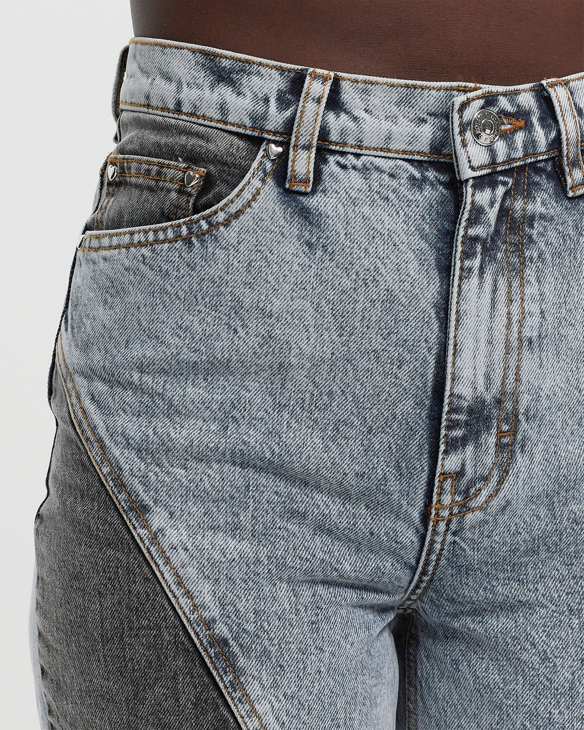 Straight Patchwork Jeans - 4