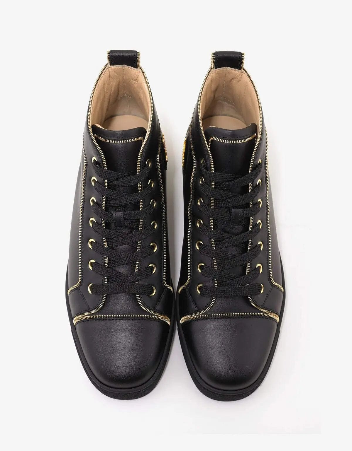 Christian Louboutin Louis Z Flat Black Leather High Top Trainers - 5