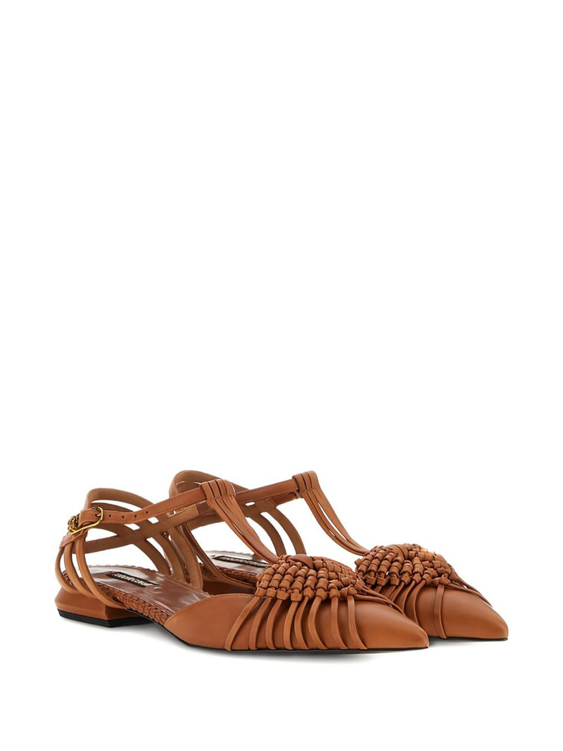 Roberto Cavalli braided-leather flat pumps outlook