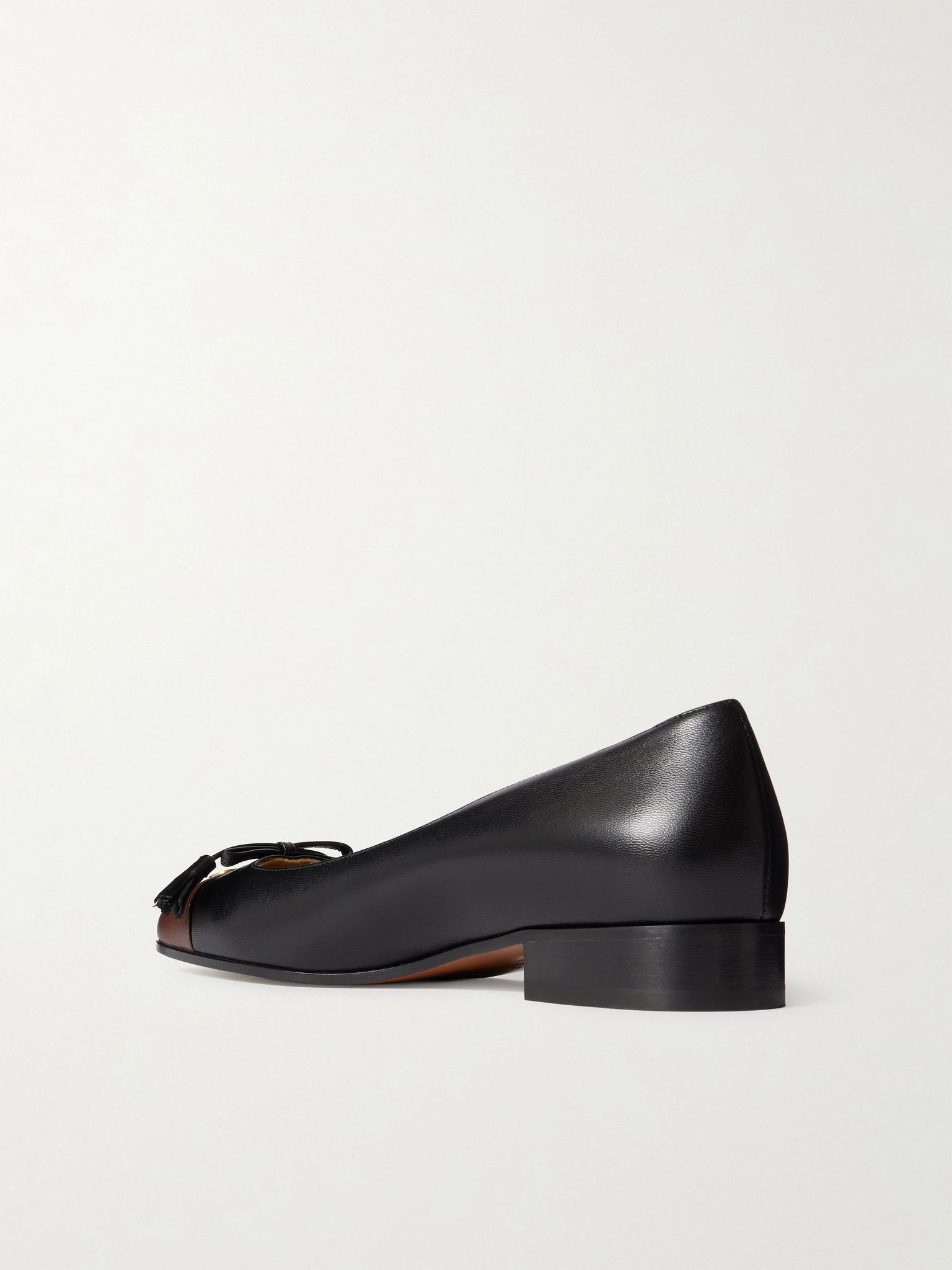 Ballerina embellished two-tone leather flats Black - 3