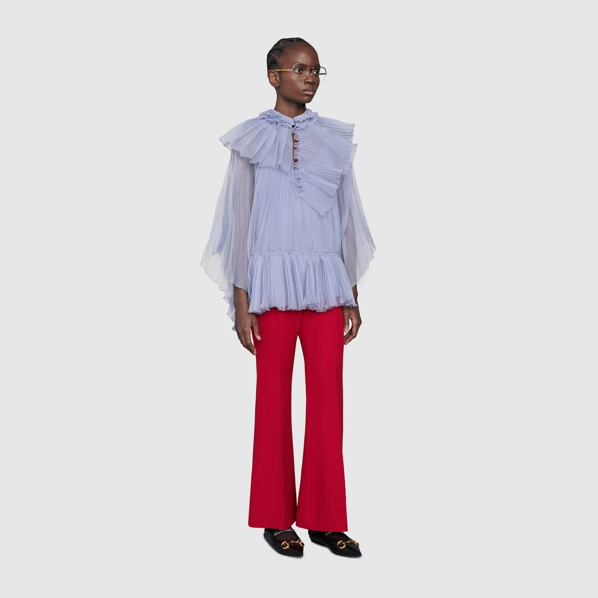 Wool silk flare pant with Gucci Eterotopia - 2