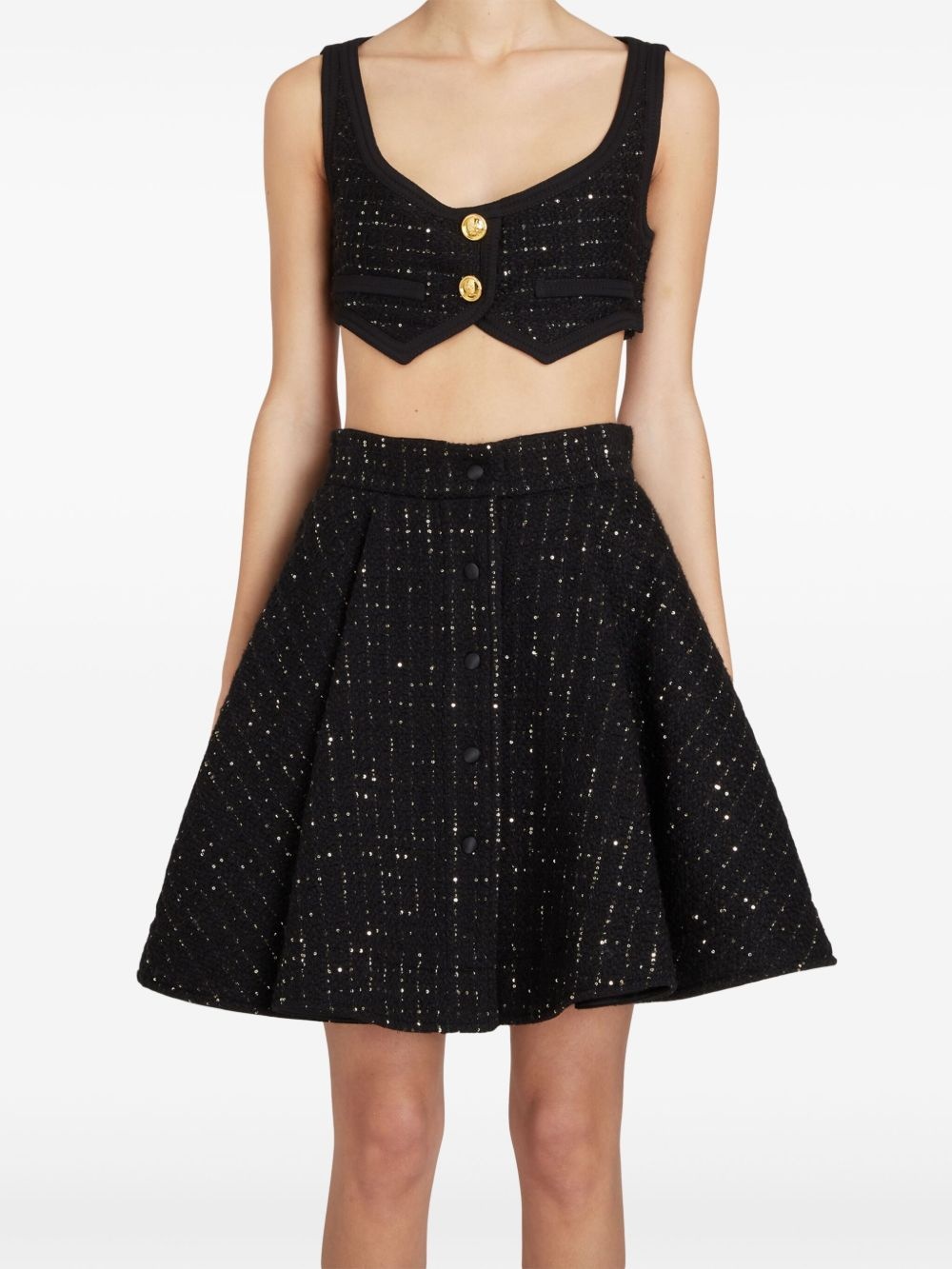 high-rise bouclé flared skirt - 3
