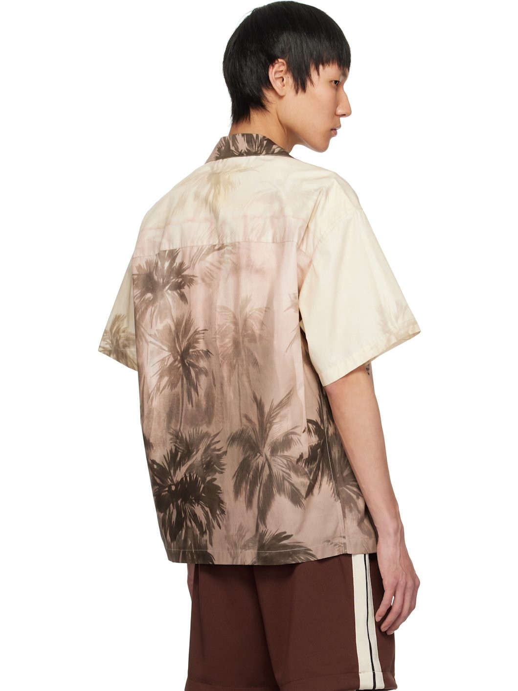 Beige Sunset Palms Bowling Shirt - 3