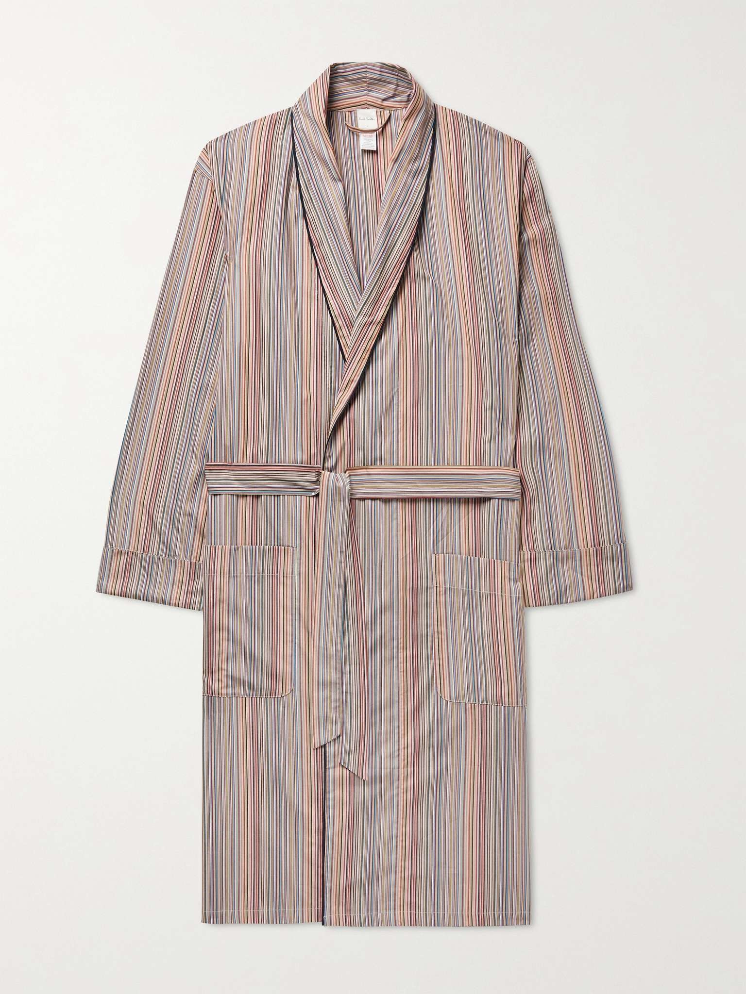 Belted Striped Cotton-Poplin Robe - 1