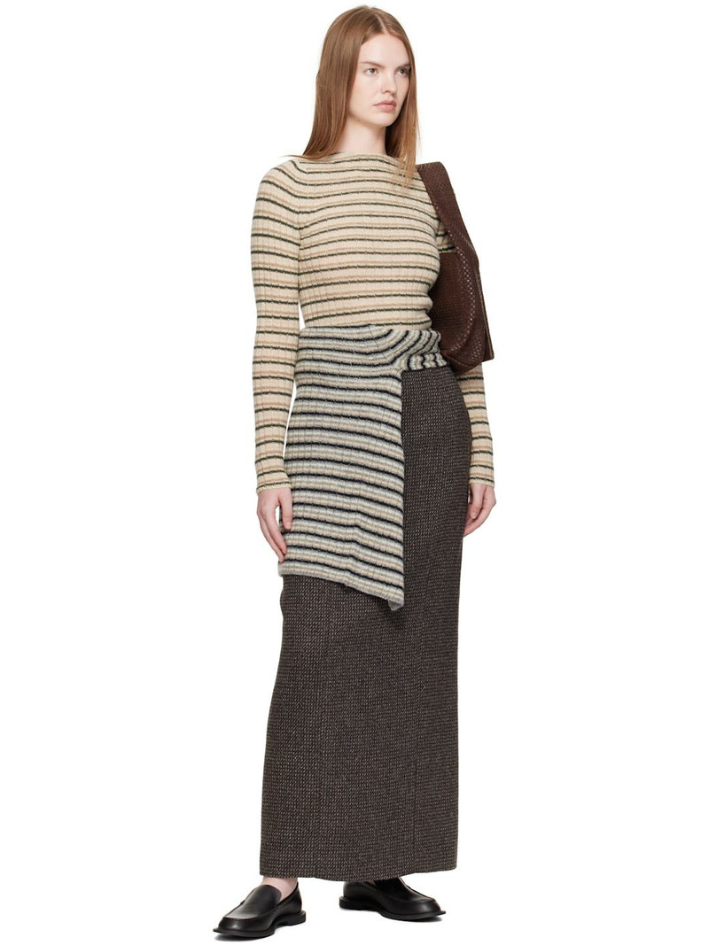 AURALEE Beige Shetland Wool Cashmere Rib Knit Boat-Neck Sweater outlook