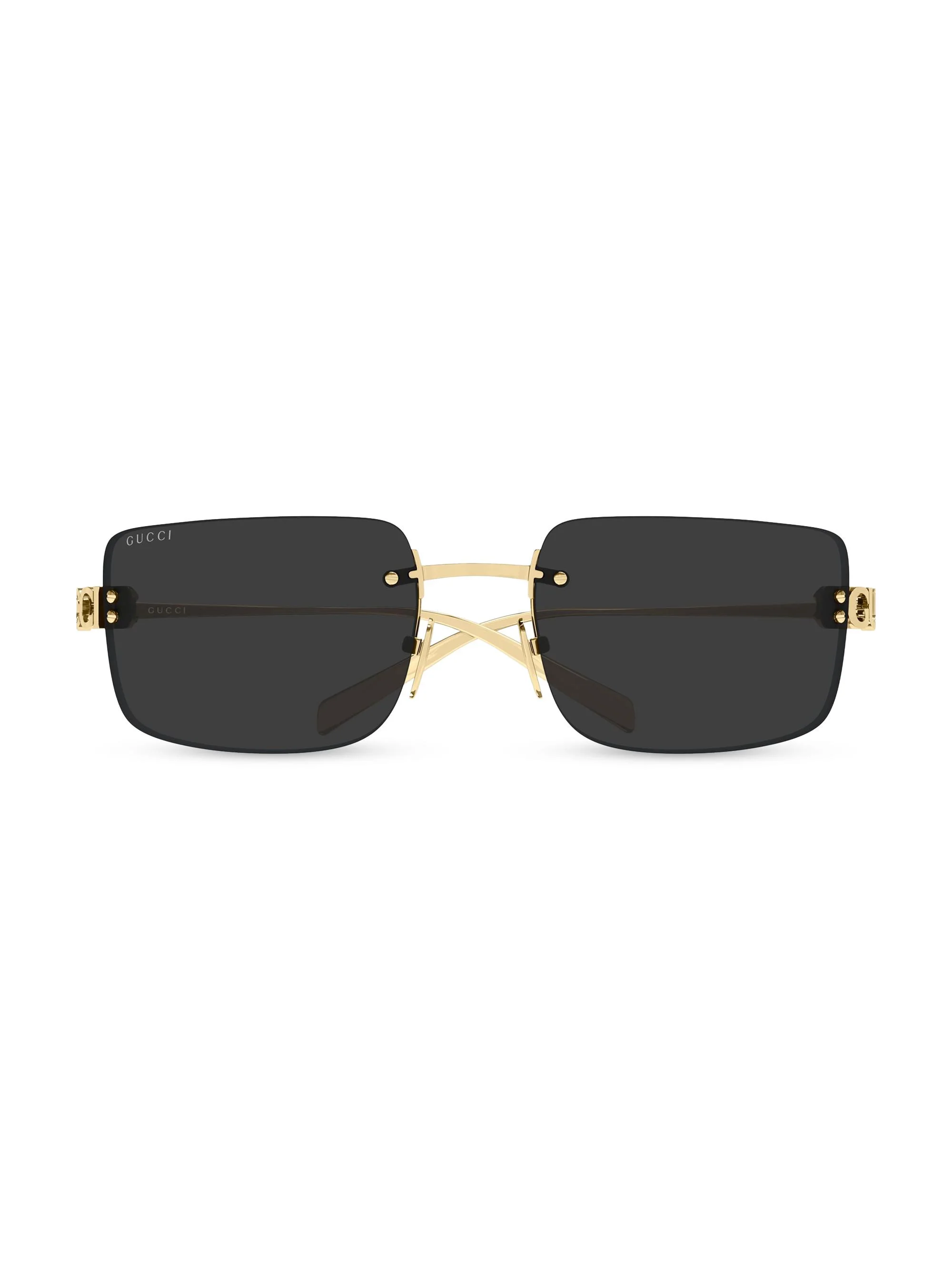 Women's Block Bending 61MM Rectangular Sunglasses - Gold Black - 1