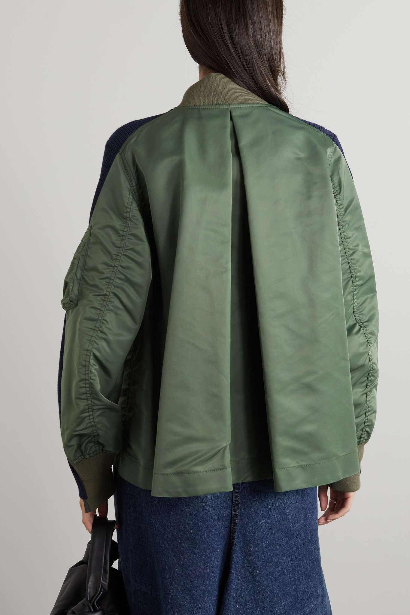 Oversized paneled ribbed cotton-blend and shell jacket - 4