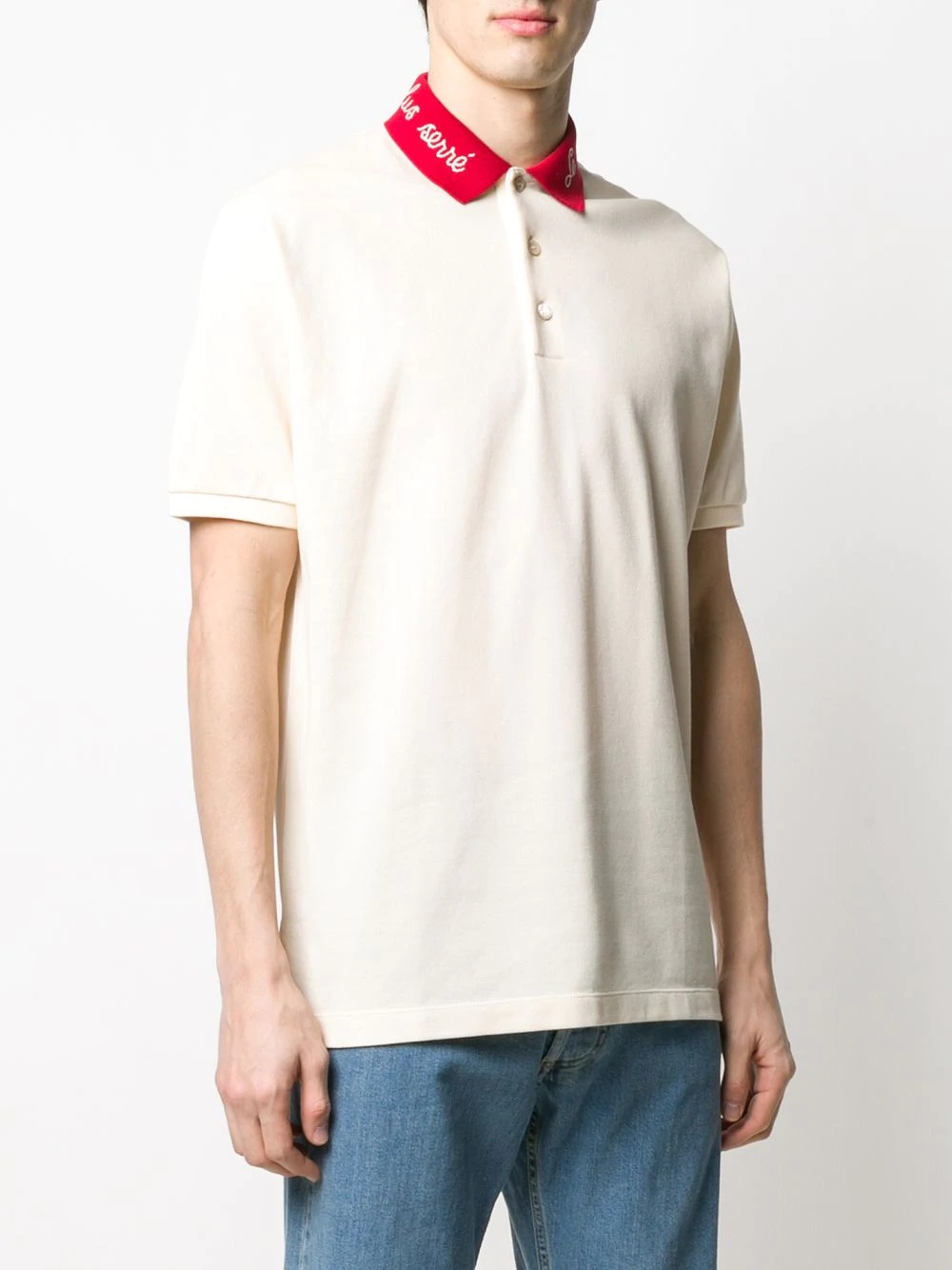 embroidered collar polo shirt - 3