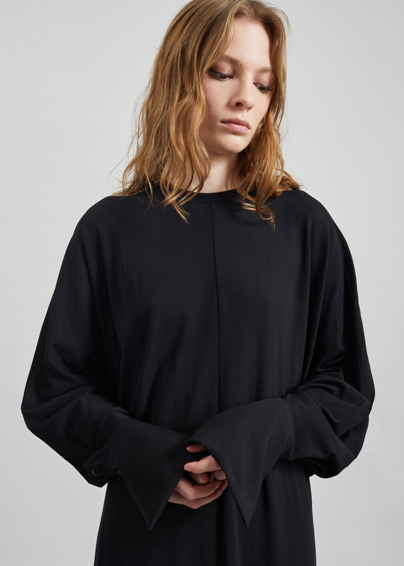 Darkpark Frida Light Jersey Cuff Long Sleeve Dress - Black 8
