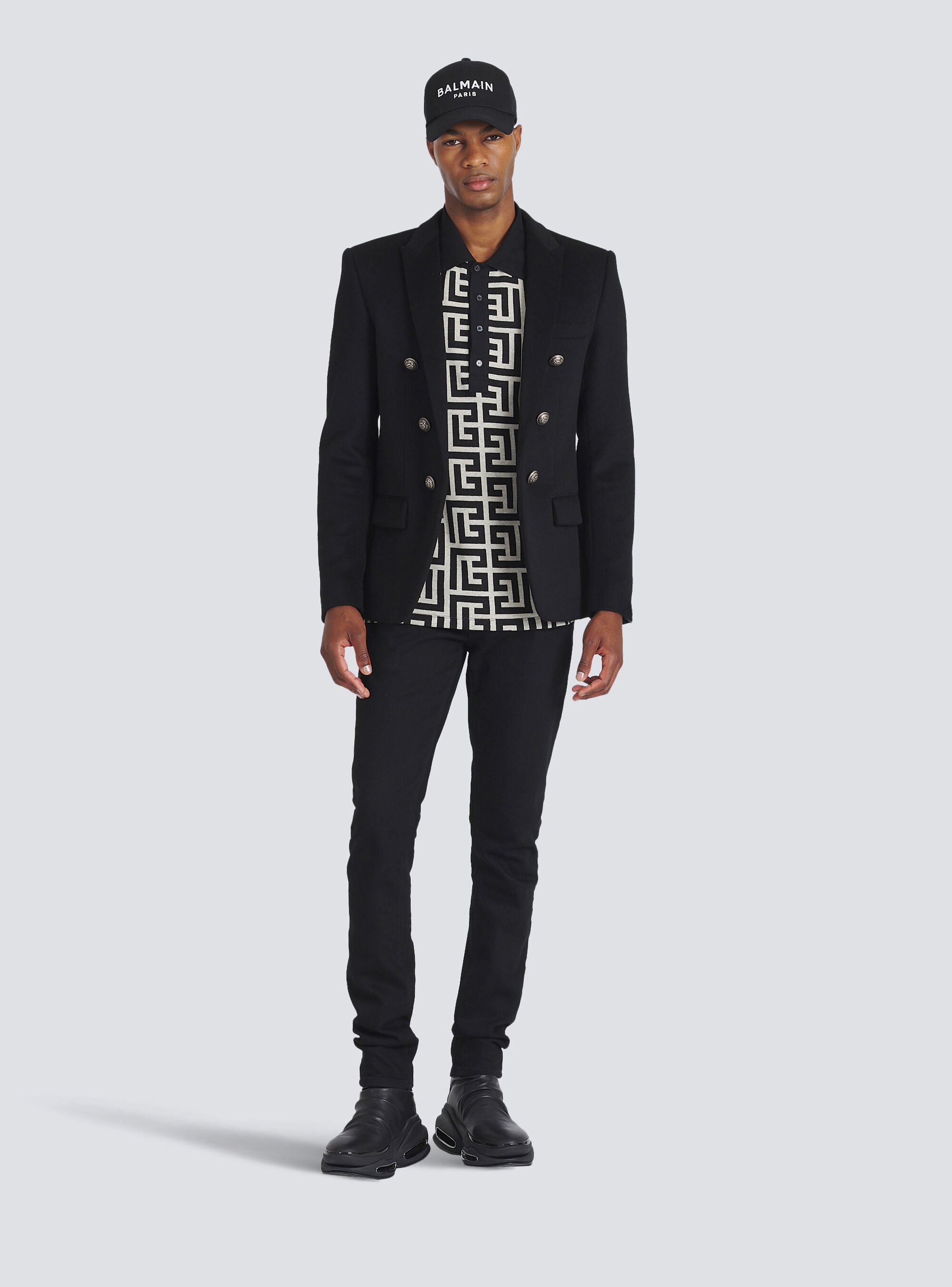 Cotton polo with maxi Balmain monogram - 2