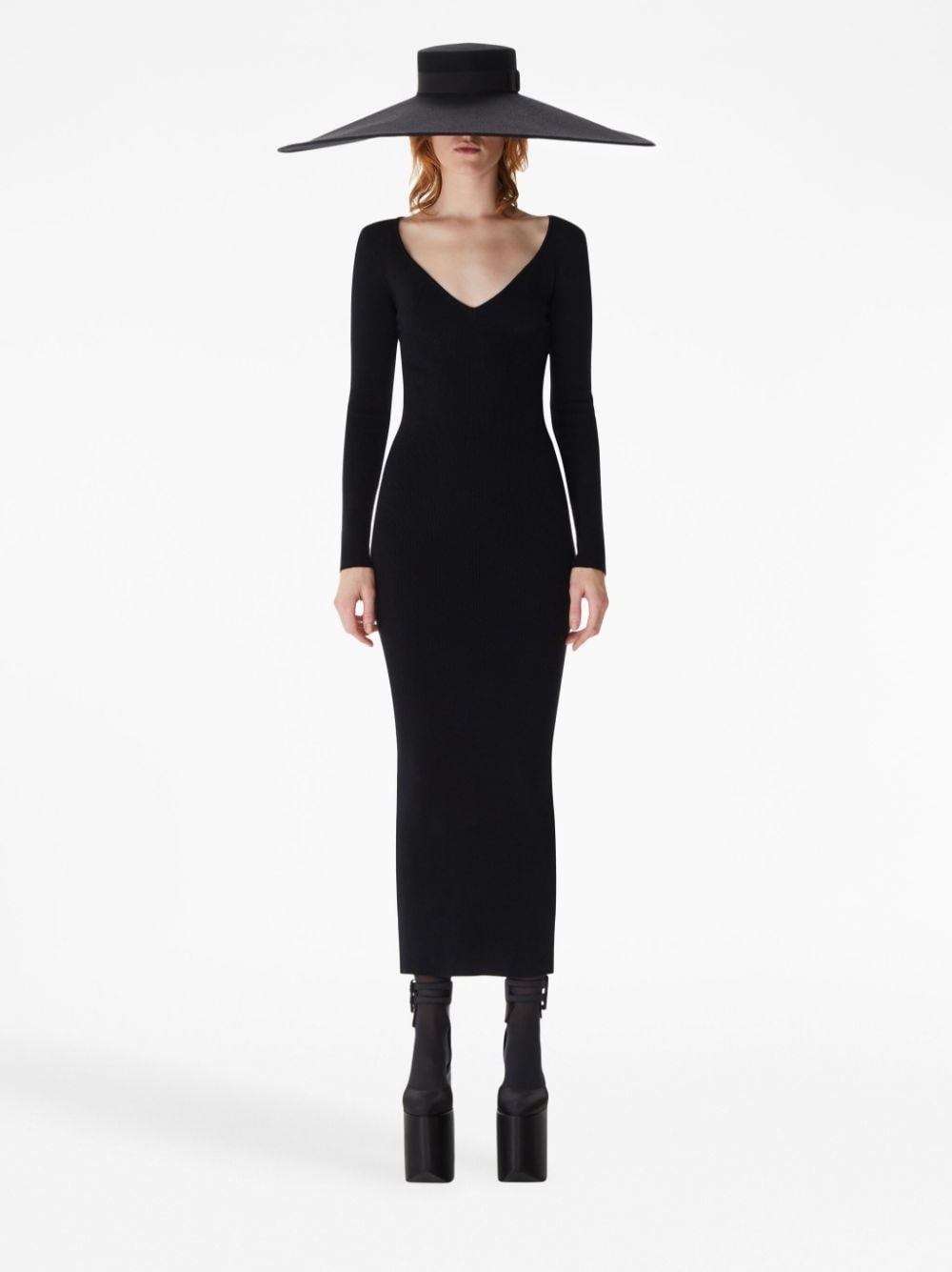 V-neck long-sleeve dress - 2