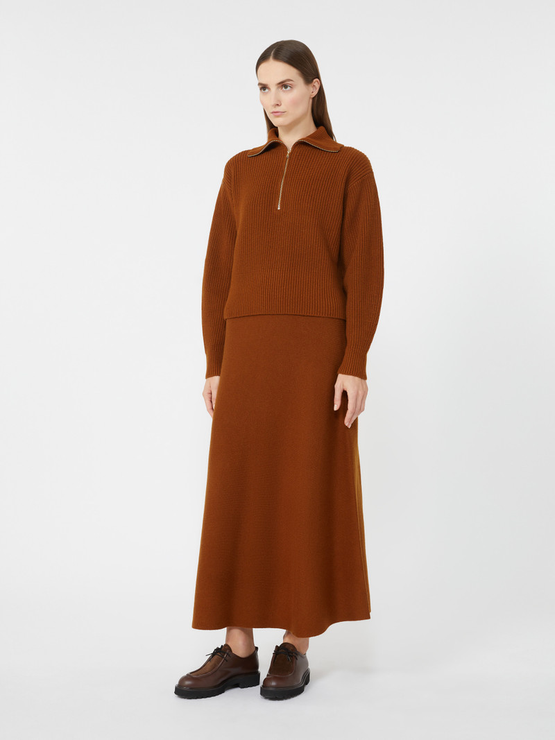 Max Mara GIBERNA Wool and cashmere flared skirt outlook