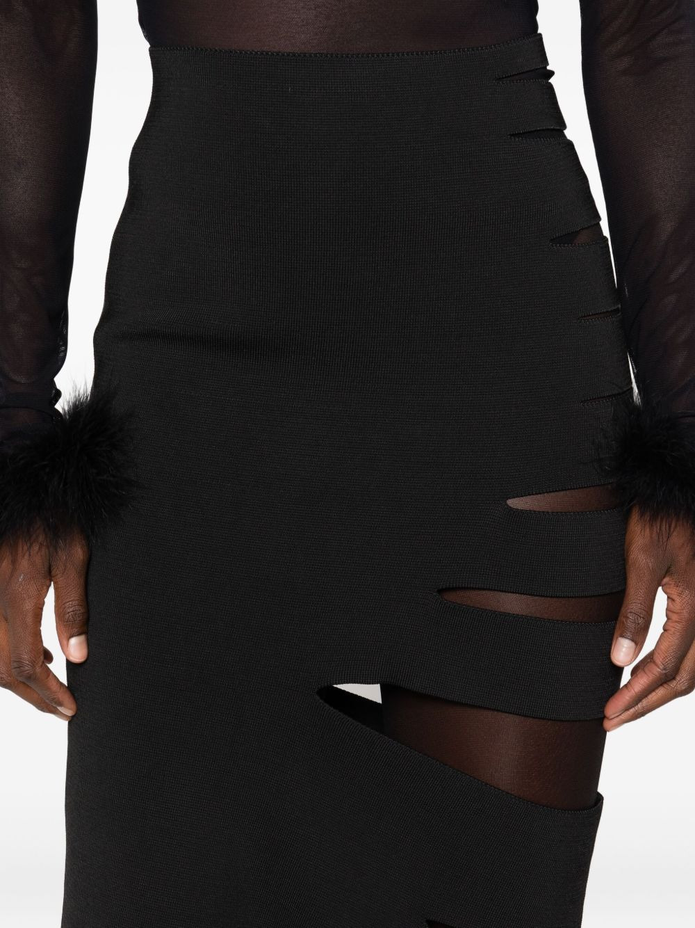 cut-out asymmetric skirt - 5