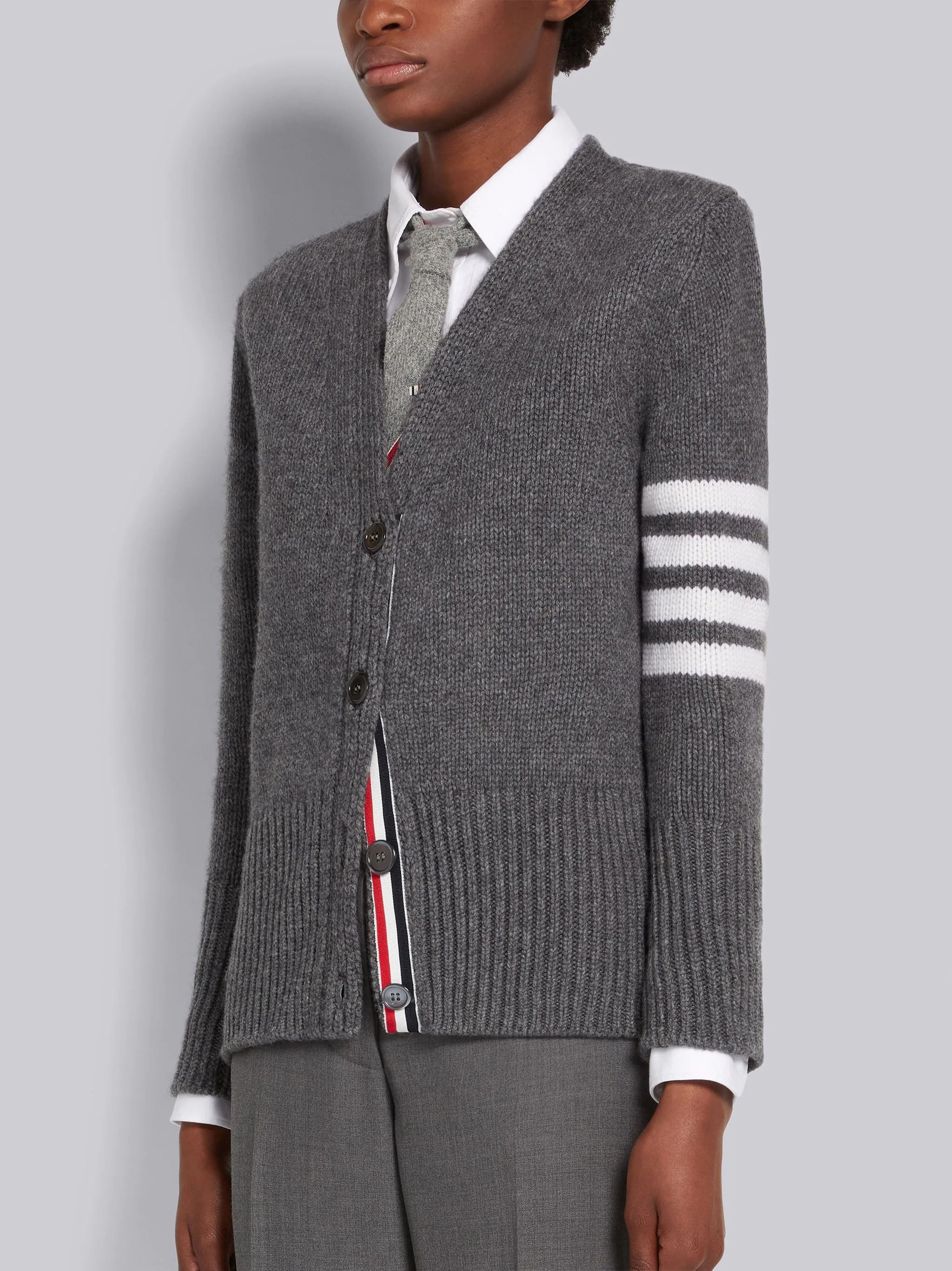 Cashmere 4-Bar Classic V-Neck Cardigan